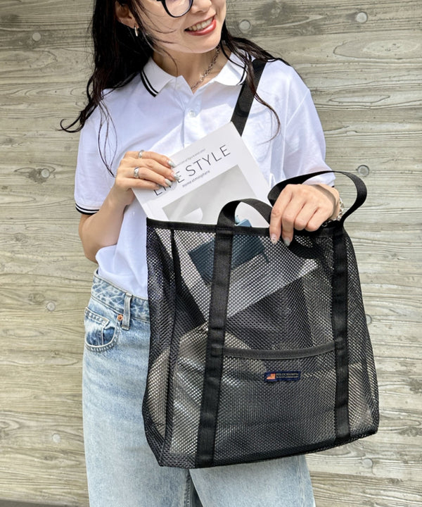 POLO CHAMPS(ポロチャンプス)/軽量 大容量 A4サイズ収納可能 メッシュトートバッグ | IM1252057 | ブラック