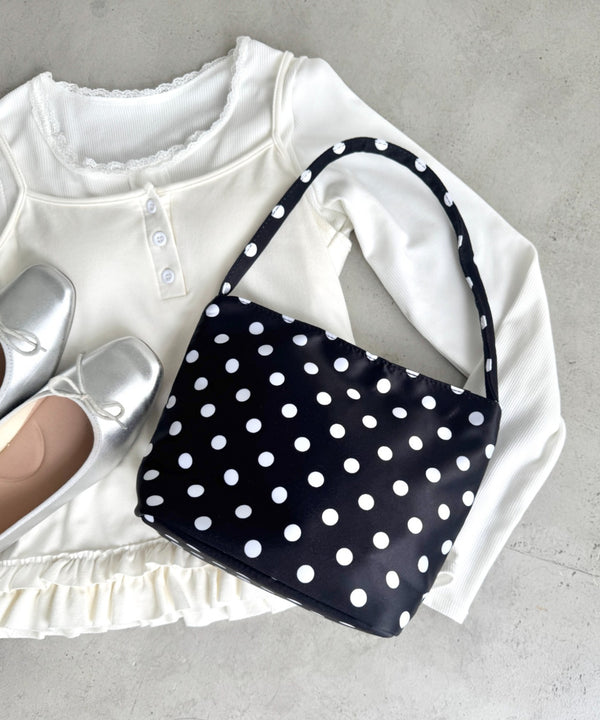 【500mlペットボトル対応】ドット柄ミニトートバッグ | LO1255267 | ブラック