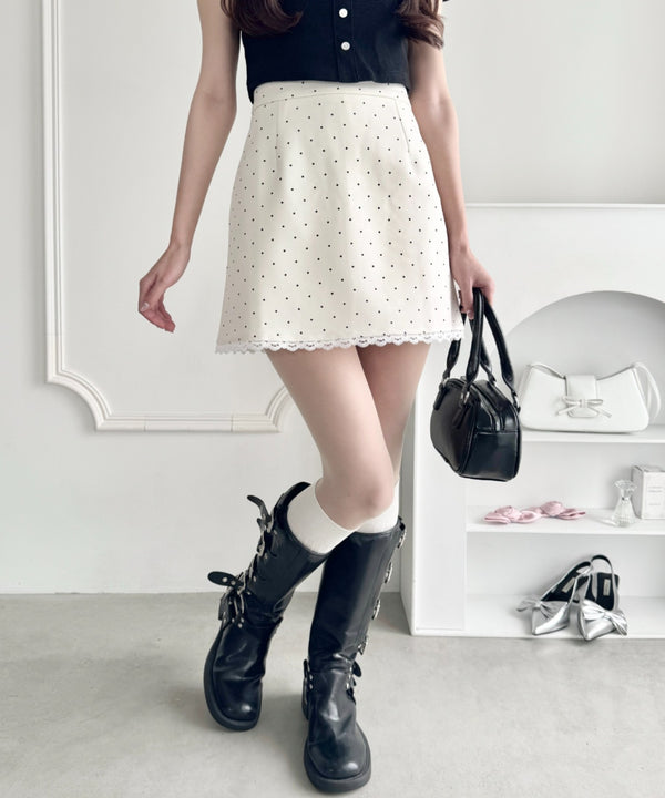 ポルカドットレースミニスカート | LO2255270 | アイボリー