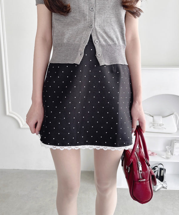 ポルカドットレースミニスカート | LO2255270 | ブラック
