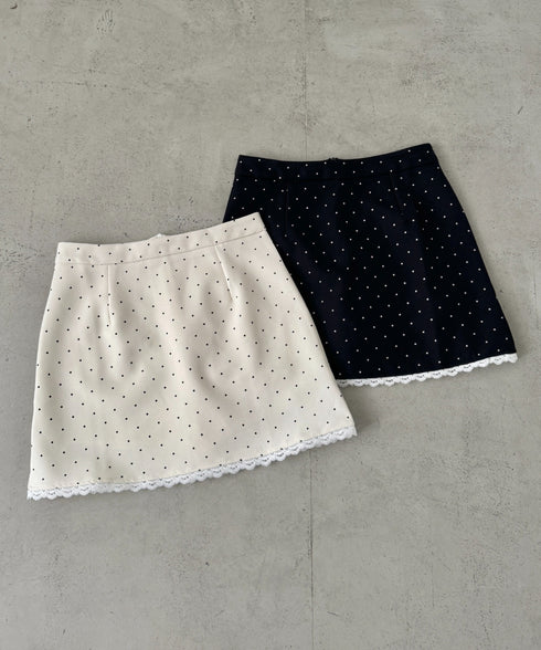 ポルカドットレースミニスカート | LO2255270 | ブラック