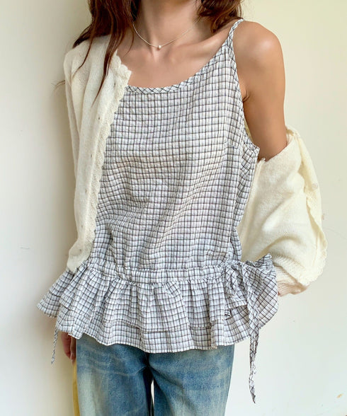 チェック柄フリルティアードキャミソール | EV2252035 | ホワイト