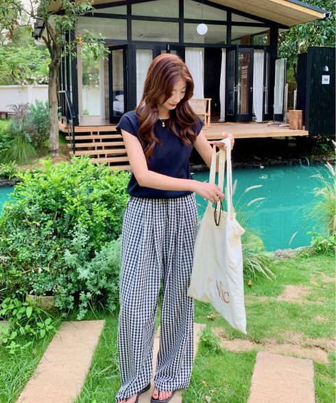 クルーネックフレンチスリーブ半袖ニット | EV2252050 | ブラック