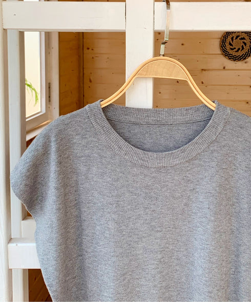 クルーネックフレンチスリーブ半袖ニット | EV2252050 | グレー
