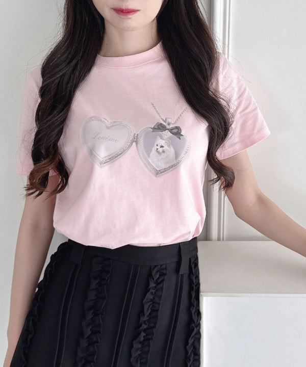 ハートペンダントキャットTシャツ | LO2252044 | ピンク