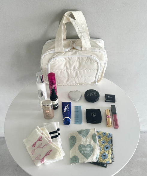 大容量トラベルポーチ 仕切りメイクポーチ マザーオムツポーチ | MD6255072 | オフホワイト