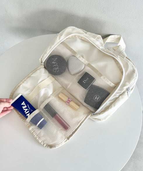 大容量トラベルポーチ 仕切りメイクポーチ マザーオムツポーチ | MD6255072 | オフホワイト