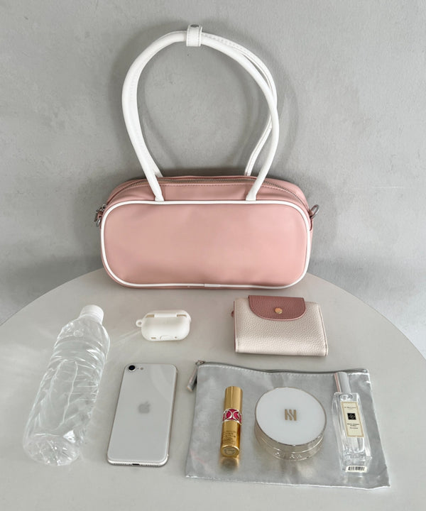 バイカラースクエアハンドバッグ 配色スポーティー2WAYバッグ ミニボストンバッグ | MD1255066 | ピンク