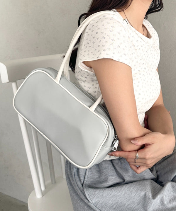 バイカラースクエアハンドバッグ 配色スポーティー2WAYバッグ ミニボストンバッグ | MD1255066 | ブルー