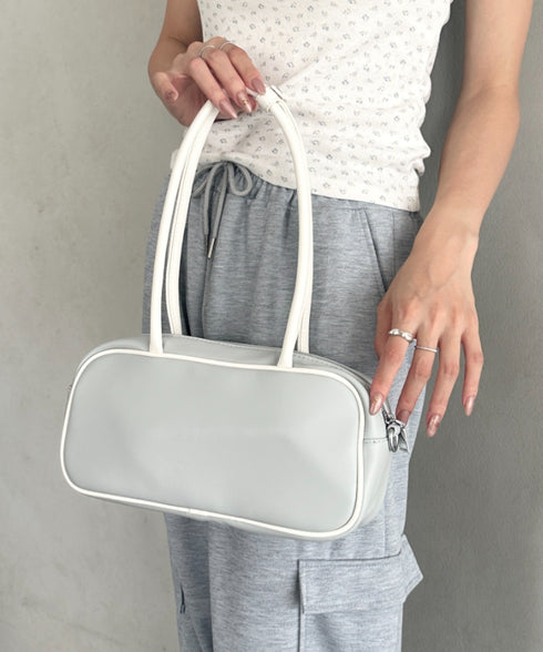 バイカラースクエアハンドバッグ 配色スポーティー2WAYバッグ ミニボストンバッグ | MD1255066 | ブルー