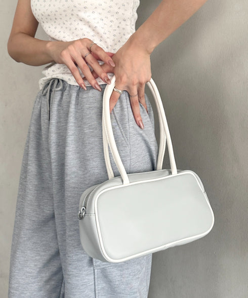 バイカラースクエアハンドバッグ 配色スポーティー2WAYバッグ ミニボストンバッグ | MD1255066 | ブルー