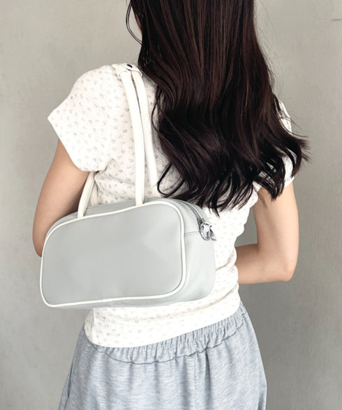 バイカラースクエアハンドバッグ 配色スポーティー2WAYバッグ ミニボストンバッグ | MD1255066 | ブルー