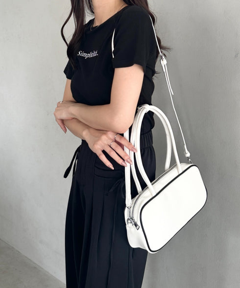 バイカラースクエアハンドバッグ 配色スポーティー2WAYバッグ ミニボストンバッグ | MD1255066 | オフホワイト