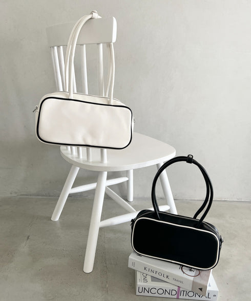 バイカラースクエアハンドバッグ 配色スポーティー2WAYバッグ ミニボストンバッグ | MD1255066 | オフホワイト