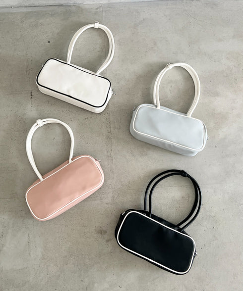 バイカラースクエアハンドバッグ 配色スポーティー2WAYバッグ ミニボストンバッグ | MD1255066 | ブルー