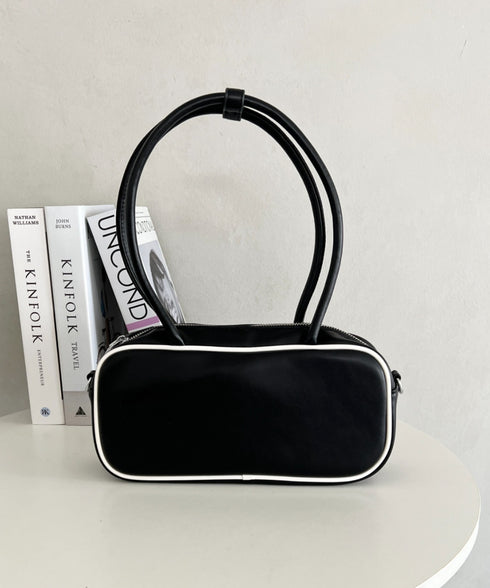 バイカラースクエアハンドバッグ 配色スポーティー2WAYバッグ ミニボストンバッグ | MD1255066 | ブラック