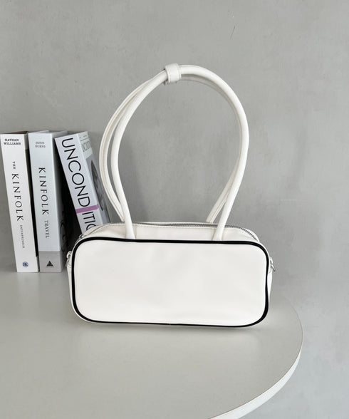 バイカラースクエアハンドバッグ 配色スポーティー2WAYバッグ ミニボストンバッグ | MD1255066 | オフホワイト