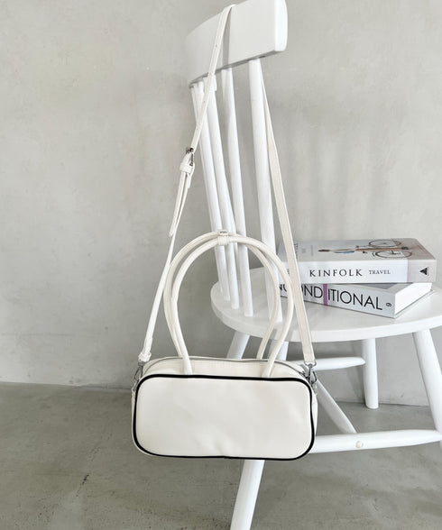 バイカラースクエアハンドバッグ 配色スポーティー2WAYバッグ ミニボストンバッグ | MD1255066 | オフホワイト