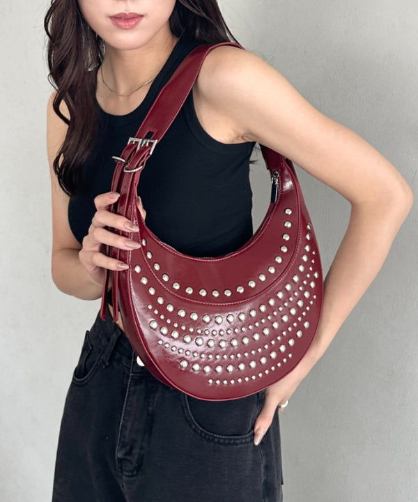 スタッズハーフムーンバッグ | MD1255067 | レッド