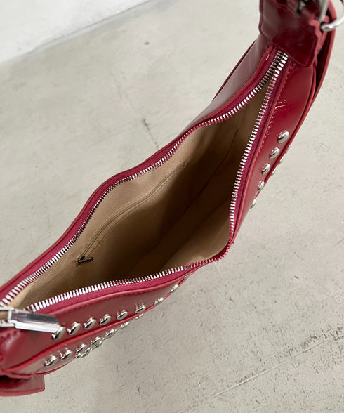 スタッズハーフムーンバッグ | MD1255067 | レッド