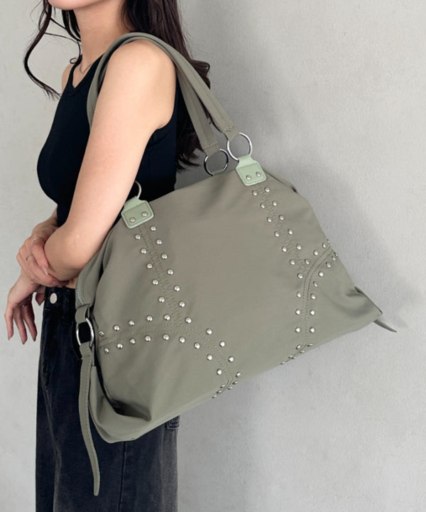 スタッズナイロン大容量ボストンバッグ 2WAYバッグ | MD1255068 | カーキ