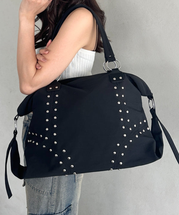 スタッズナイロン大容量ボストンバッグ 2WAYバッグ | MD1255068 | ブラック