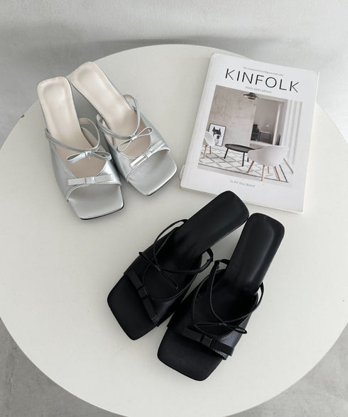 デザインソールダブルリボンヒール | WR3252028 | ブラック