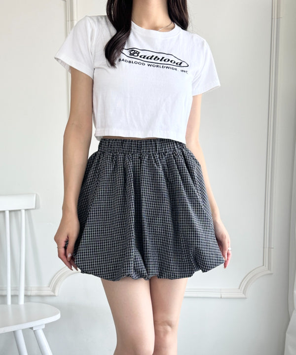 インパン付き チェック柄バルーンミニスカート | WR2255065 | ブラック
