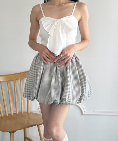 インパン付き チェック柄バルーンミニスカート | WR2255065 | アイボリー