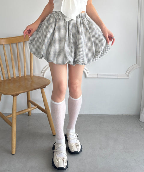 インパン付き チェック柄バルーンミニスカート | WR2255065 | アイボリー