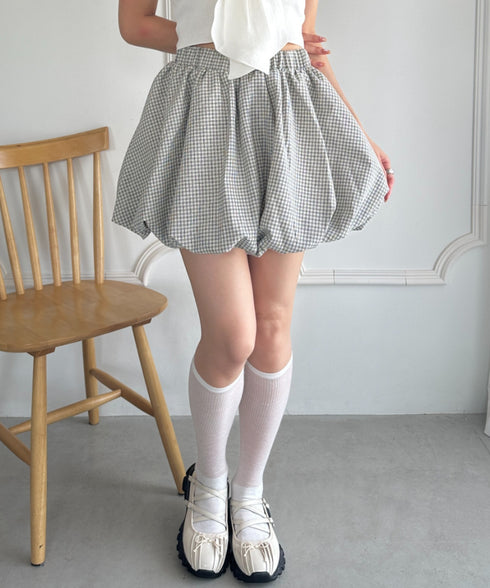 インパン付き チェック柄バルーンミニスカート | WR2255065 | アイボリー