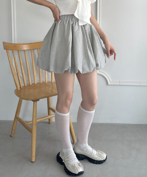 インパン付き チェック柄バルーンミニスカート | WR2255065 | アイボリー