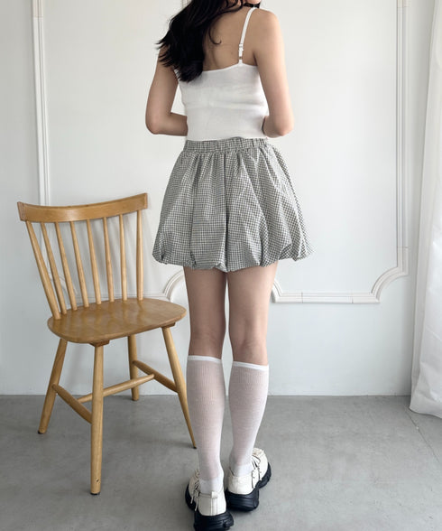 インパン付き チェック柄バルーンミニスカート | WR2255065 | アイボリー