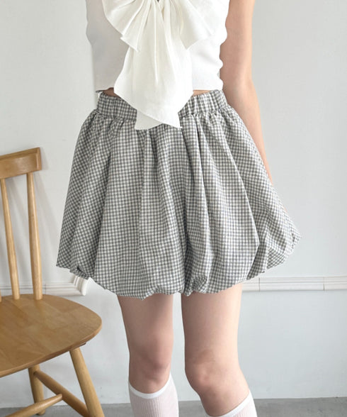 インパン付き チェック柄バルーンミニスカート | WR2255065 | アイボリー