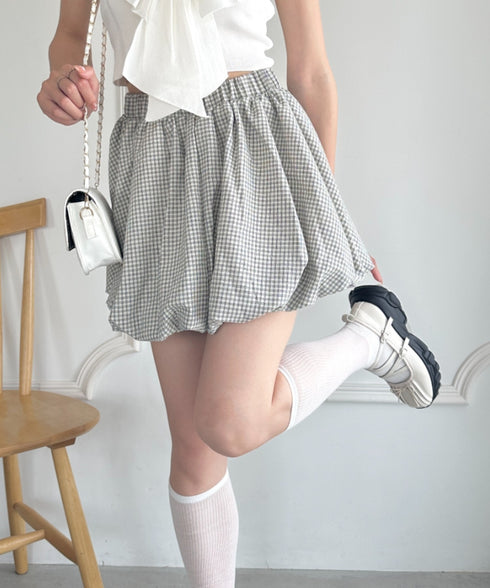 インパン付き チェック柄バルーンミニスカート | WR2255065 | アイボリー