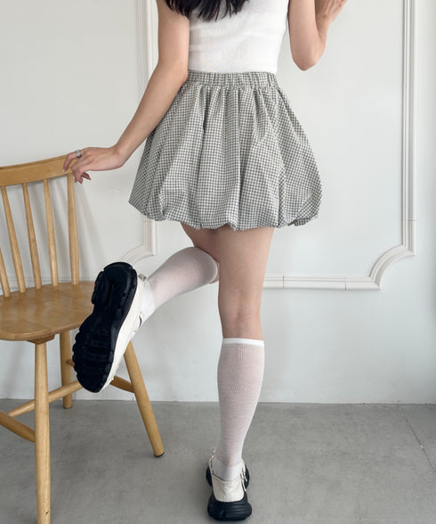 インパン付き チェック柄バルーンミニスカート | WR2255065 | アイボリー