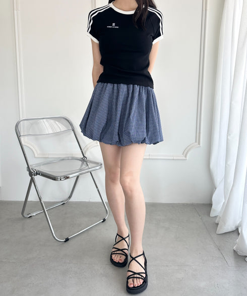 インパン付き チェック柄バルーンミニスカート | WR2255065 | ブルー