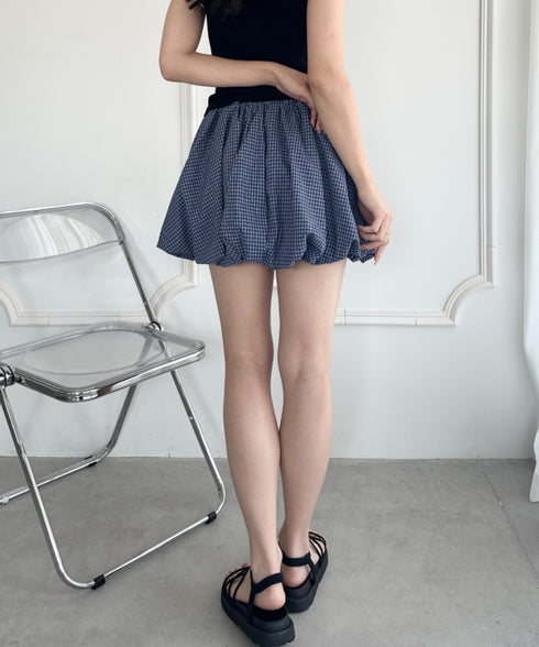 インパン付き チェック柄バルーンミニスカート | WR2255065 | ブルー