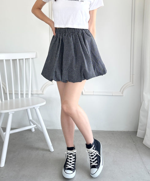 インパン付き チェック柄バルーンミニスカート | WR2255065 | ブラック