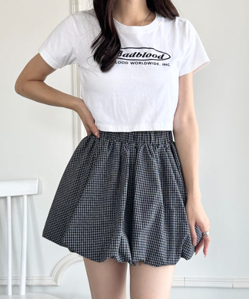 インパン付き チェック柄バルーンミニスカート | WR2255065 | ブラック