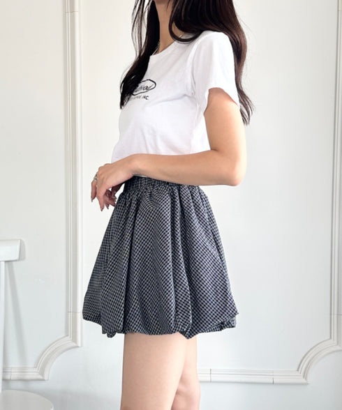 インパン付き チェック柄バルーンミニスカート | WR2255065 | ブラック