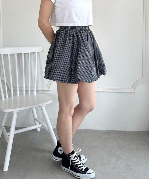 インパン付き チェック柄バルーンミニスカート | WR2255065 | ブラック