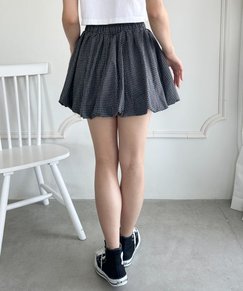 インパン付き チェック柄バルーンミニスカート | WR2255065 | ブラック