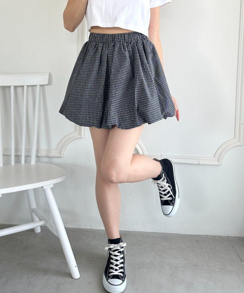 インパン付き チェック柄バルーンミニスカート | WR2255065 | ブラック