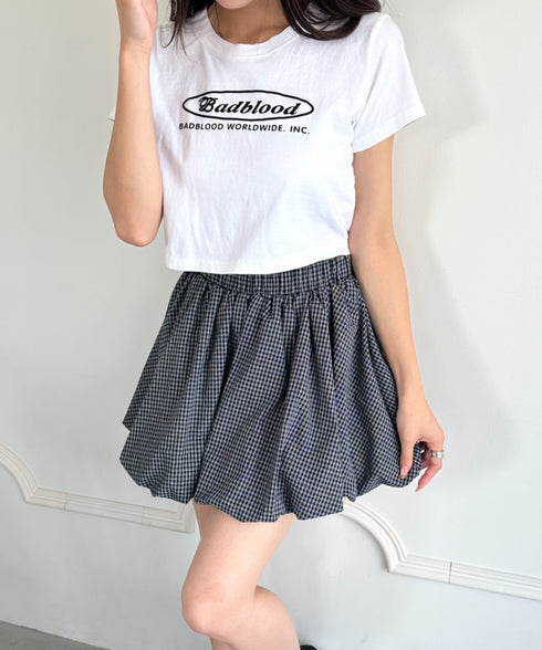 インパン付き チェック柄バルーンミニスカート | WR2255065 | ブラック