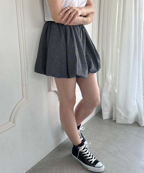 インパン付き チェック柄バルーンミニスカート | WR2255065 | ブラック
