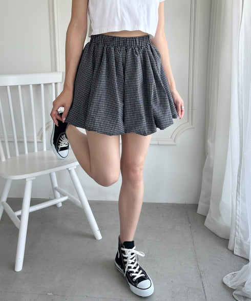インパン付き チェック柄バルーンミニスカート | WR2255065 | ブラック