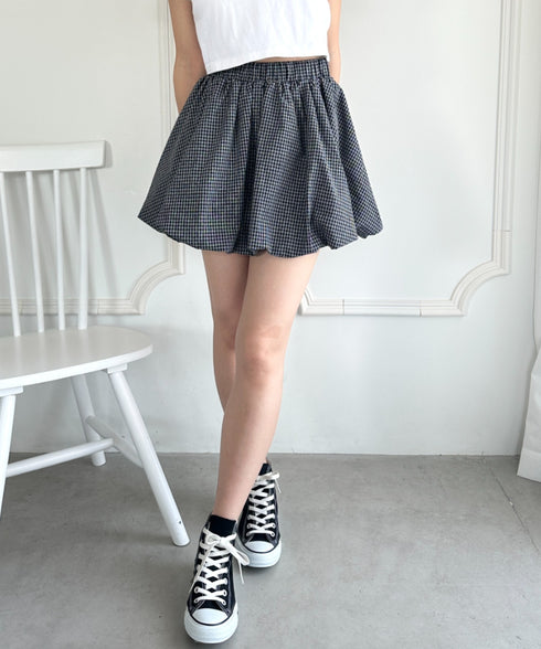 インパン付き チェック柄バルーンミニスカート | WR2255065 | ブラック
