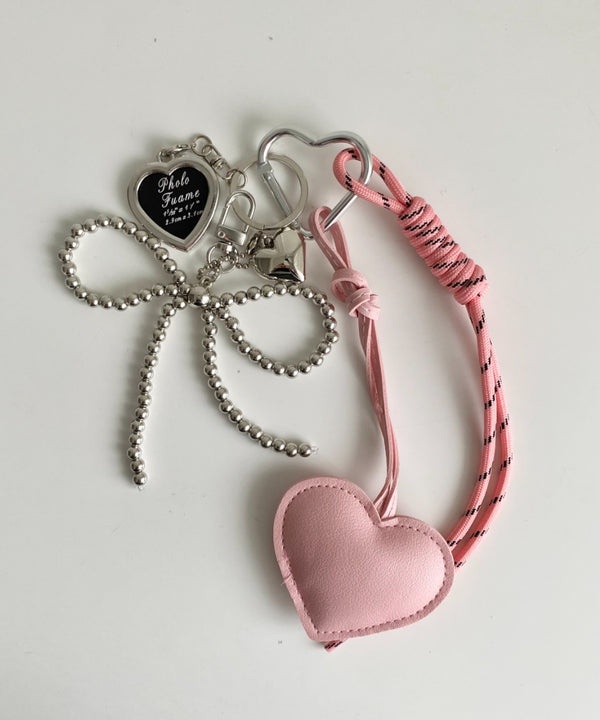 ハートモチーフ ビーズリボン マルチチャーム | WR6255068 | ピンク