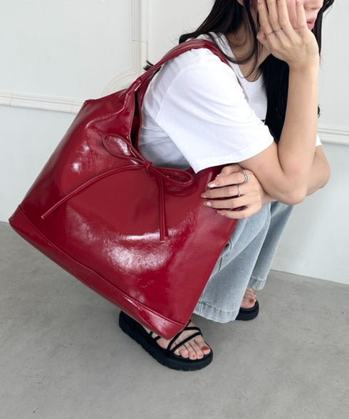 【A4収納可能】リボンデザイントートバッグ | WR1255071 | レッド